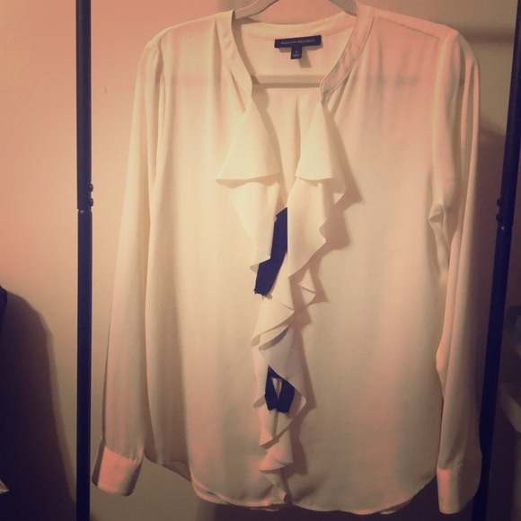 Banana Republic Ivory Blouse with front ruffle